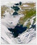 Satelitní snímek Beringova moře.