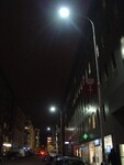 Bozděchova ulice v Praze a pouliční lampy s LED diodami.