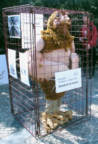 Slepice Hetty je maskot kampaně "Slepice z klece ven".