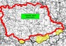 Újezd Boletice by se měl změnšit o 12,7 %. Červeně jsou vyznačené nové hranice, žlutě oblasti přístupné již dnes. 