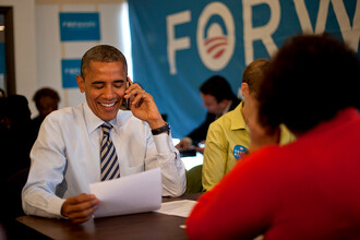 Barack Obama během volebního dne