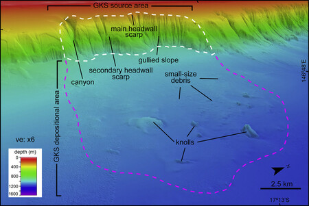 Sesuv pevninského svahu byl náhodně odhalen v oblasti Velkého bariérového útesu, kde vědci v současnosti provádějí trojrozměrné mapování mořského dna.