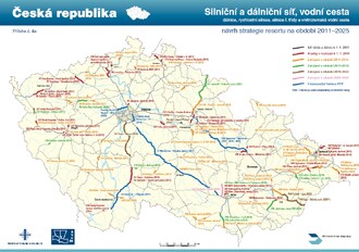 Silniční a dálniční síť 2011-2025. Větší mapka