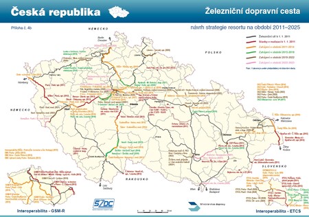 Železniční síť 2011-2025. Větší mapka