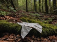 vlhčený ubrousek v lese