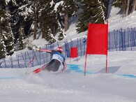 Lyžař na závodě ve sjezdu