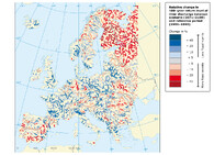 Obr. 4	Očekávané změny maximálních stoletých průtoků na jednotlivých povodích do konce 21. století (v %)