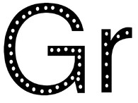 Litery GR vysázené v písmu Absolut Green