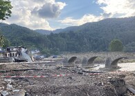 Poničený most po povodních v Německu v roce 2021