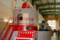 Červená a modrá turbína