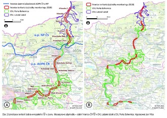 Obr. 2 - Lokalizace teritorií bobra evropského.