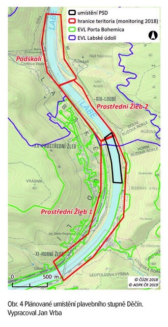Obr. 4 - Plánované umístění plavebního stupně Děčín.