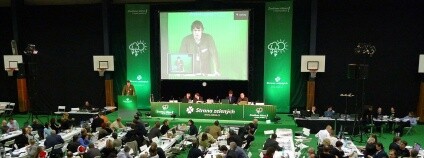Sjezd Strany zelených, který proběhnul v prosinci 2009 v brněnské hale Morenda.