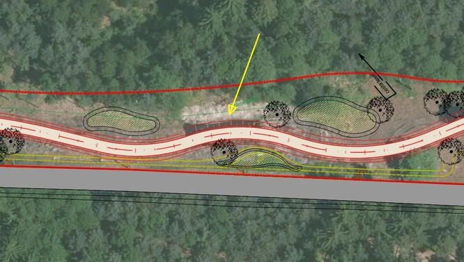 Situace – projektová dokumentace se zakreslením cyklostezky.