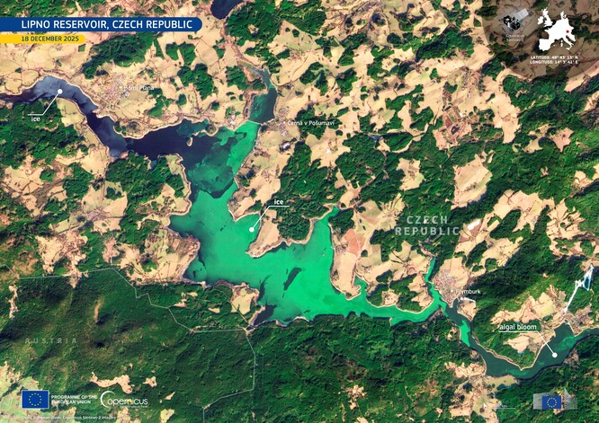 Satelitní snímek z družice Copernicus Sentinel-2.