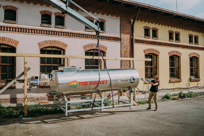 Velkoobjemový kompostér Rocket v Pražské tržnici.