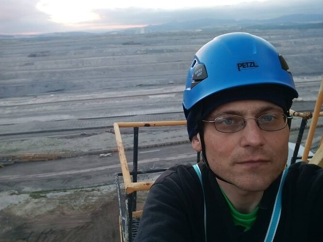 Jan Rovenský při blokádě rypadla, rok 2018.