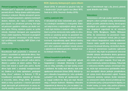 Tabulka - Způsoby biotopových úprav dřevin.