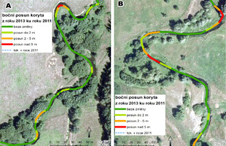 Detailní pohled na studované lokality (A