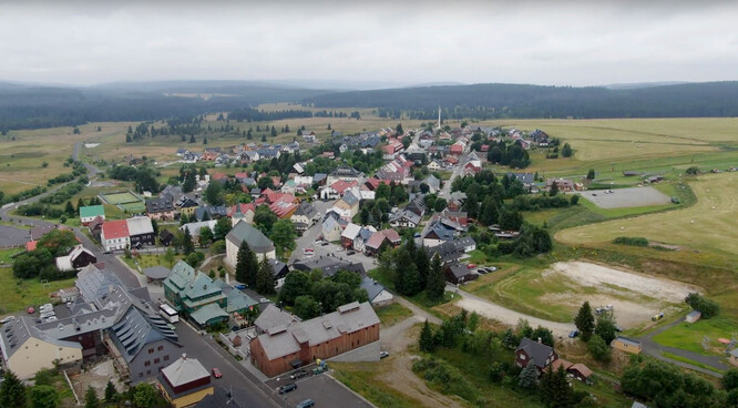 Město Boží Dar v Krušných horách.