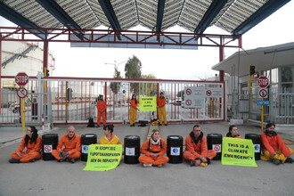 Protest v Řecku proti hledání ropy.