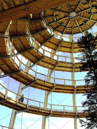 Věž stromové stezky v Bavorském lese.