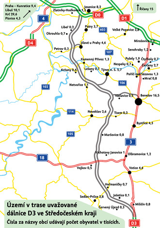 trasa plánované dálnice D3