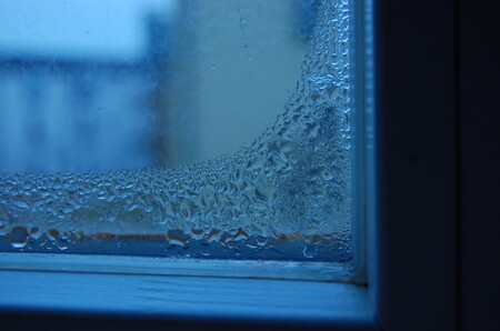 Vysoká vlhkost vzduchu je průvodní vlastnost vydýchaného vzduchu. Vlhkost se v bytě sráží na chladných místech. Lze ji snížit větráním.