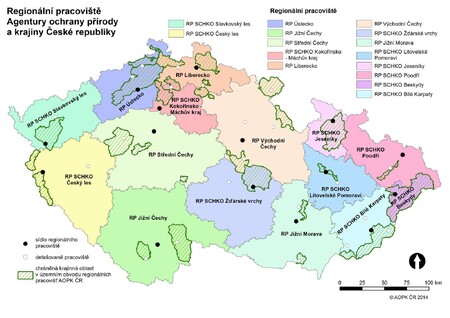 Regionální pracoviště AOPK ČR po organizační změně