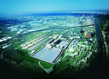 Vídeňská čistírna odpadních vod po roce 2020 sníží objem zbytkových odpadních látek a stane se energeticky nezávislá – vyrobí více elektřiny i tepla než sama spotřebuje. Na ilustračním obrázku vizualizace vídeňské čistírny odpadních vod.