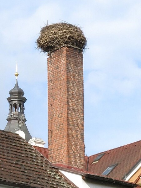 Čápům se na opravený komín vrátí i nová hnízdní podložka s hnízdním základem na další sezonu