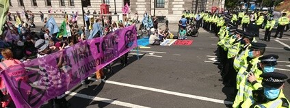 Protest Exctinction Rebellion ve Velké Británii Foto: FB Extinction Rebellion UK