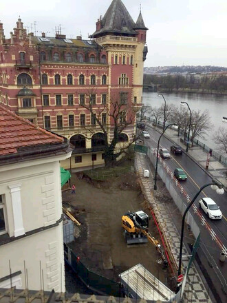 Stavební práce v Anenském trojúhelníku k 19.4. 2021.