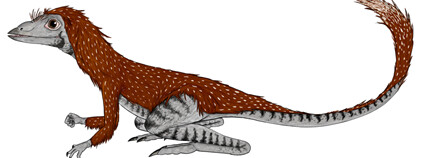 Možná podoba živočicha Kongonaphon kely - prapředka ptáků a dinosaurů Foto: Fanboyphilosopher (Neil Pezzoni) Wikipedia Commons