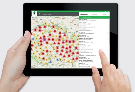 Mapa sběrných míst.