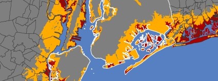 Mapa možných záplav v New Yorku. Foto: Jeremy Weiss/Arizonská univerzita Mapa možných záplav v New Yorku. Foto: Jeremy Weiss/Arizonská univerzita