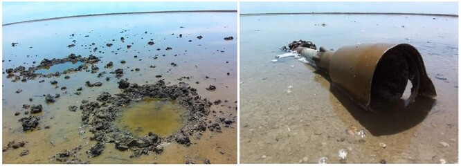 Zbytky ruských raket v přímořských lagunách, Přírodní park Tuzlovské limany.