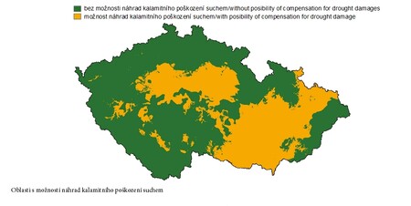 Oblasti s možností náhrad kalamitního poškození suchem.