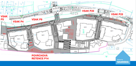 Obr. 1. Areál Modřanského cukrovaru (dokončené budovy A + B jsou vlevo).