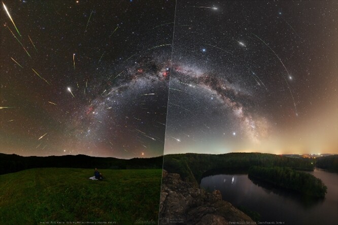 Čím dále od měst a zdrojů světelného znečištění pozorovatel bude, tím více meteorů spatří. Na obrázku je porovnání Parku tmavé oblohy Poloniny (vlevo) a Sečské přehrady (vpravo). Poloniny leží stovky kilometrů od velkých měst, kdežto Seč pouze desítky. Lze tedy vidět, že nad Sečskou přehradou jsou podmínky horší.