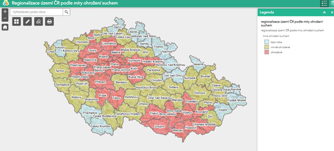 Obr. 1. Regionalizace území ČR podle míry ohrožení suchem