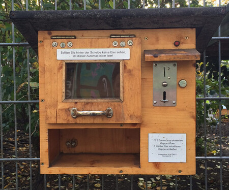 Za 2 € dostane zákazník z dřevěného automatu šest vajec v bio kvalitě