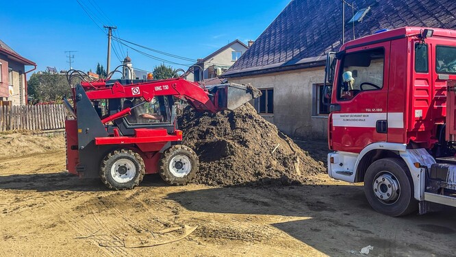 Hasičská technika v akci.