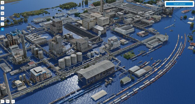 Vizualizace zatopeného areálu