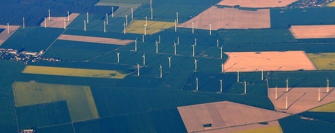 Větrný park u obce Feldheim. Větrný park u obce Feldheim.
