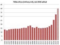 Odhad objemu těžby dřeva za rok 2020