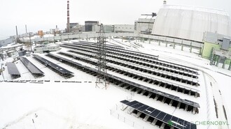 První větší fotovoltaická elektrárna o výkonu 1 MW začala v Černobylu pracovat v roce 2018 (zdroj Solar Chernobyl).