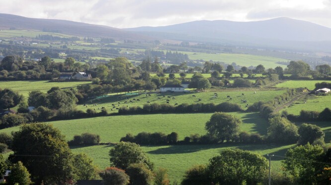 Araglin - intenzivně využívaná zemědělská krajina v Irsku vodu udrží.