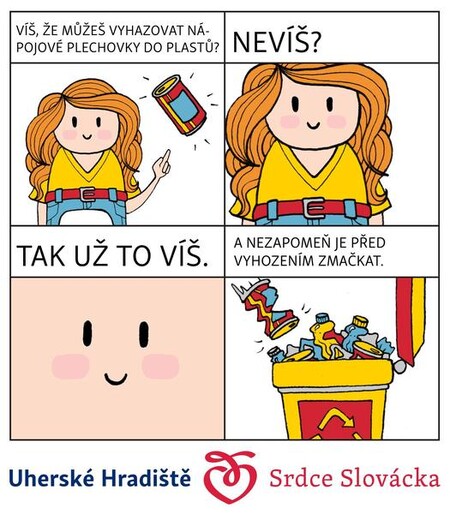Město Uherské Hradiště připravilo kampaň, která pomocí krátkých komiksů upozorňuje občany na některé zásady či novinky v nakládání s odpady.