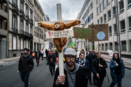 Demonstrace pořádané vlámským občanským hnutím Hart Boven Hard se zúčastnila i řada mladých lidí, kteří pravidelnými čtvrtečními protesty tlačí kabinet k rozhodnějšímu postupu v boji proti klimatickým změnám.